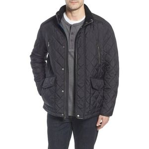 NWT Cole Haan Men's Herringbone Yoke Quilted Jacket In Black